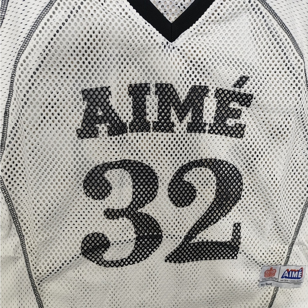Aime Leon Dore White Mesh Jersey with Black Trim and Number 32 - Picture 5 of 12